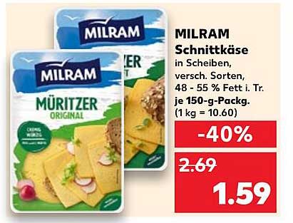 MILRAM Schnittkäse in Scheiben, versch. Sorten, 150-g-Pack.