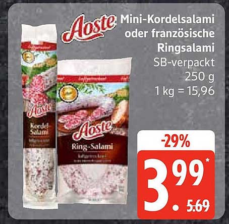 Mini-Kordelsalami oder französische Ringsalami 250 g