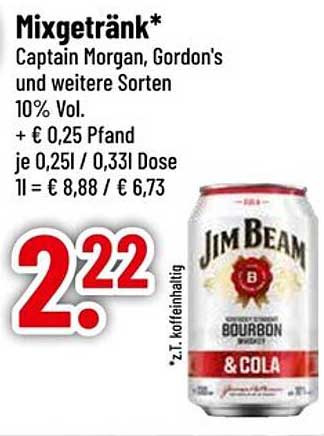 Mixgetränk* Captain Morgan, Gordon's und weitere Sorten 10% Vol.