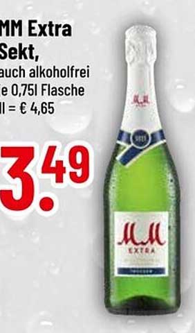 MM Extra Sekt, auch alkoholfrei, 0,75l Flasche