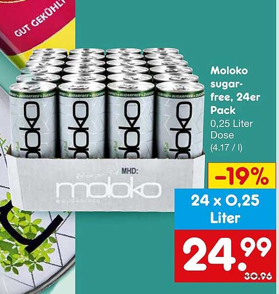 Moloko sugar-free, 24er Pack - 0,25 Liter Dose