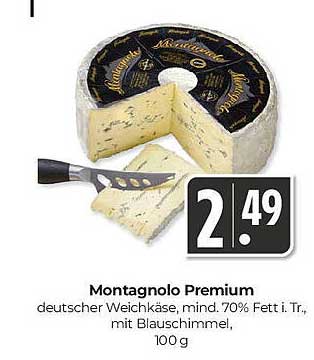 Montagnolo Premium - Deutscher Weichkäse mit Blauschimmel, 100 g