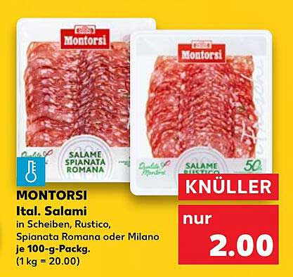 MONTORSI Ital. Salami in Scheiben, Rustico, Spanita Romana oder Milano je 100-g-Pack.