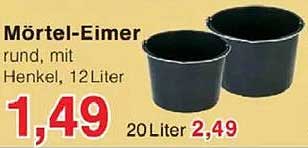 Mörtel-Eimer rund, mit Henkel, 12 Liter