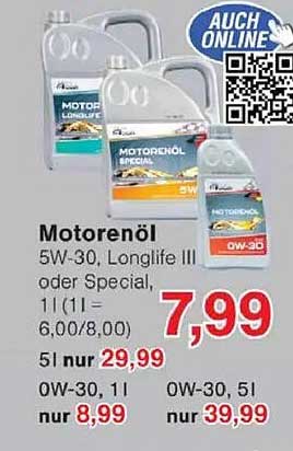 Motormööl 5W-30, Longlife III oder Special - Top Preise bei Jawoll