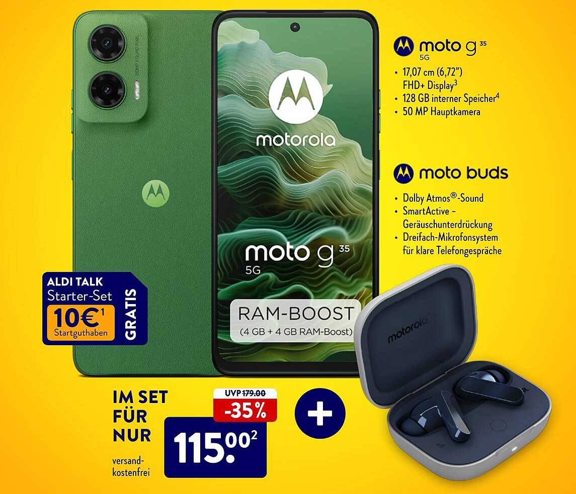 Motorola moto g35 5G mit moto buds - Im Set für nur 115,00 €!