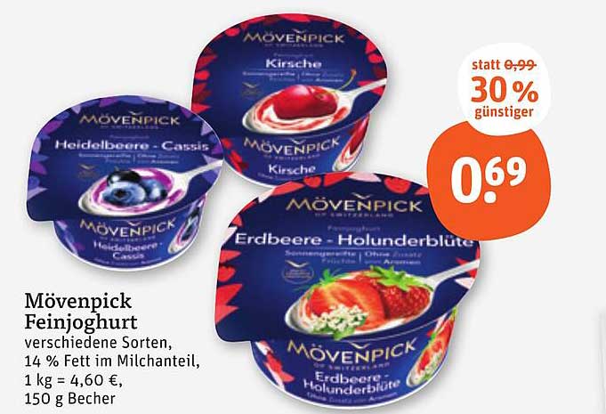 Mövenpick Feinjoghurt verschiedene Sorten, 150 g Becher