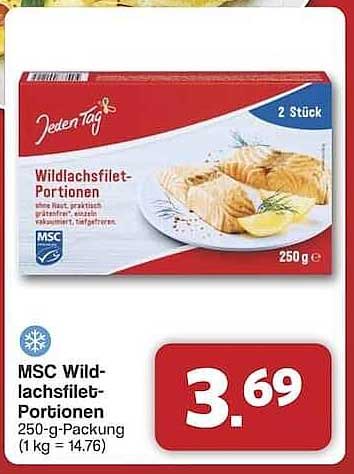 MSC Wildlachsfilet-Portionen 250-g-Packung