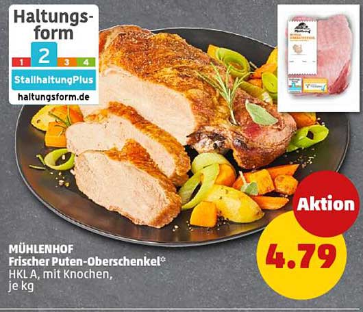 MÜHLENHOF Frischer Puten-Oberschenkel* HKL A, mit Knochen, je kg