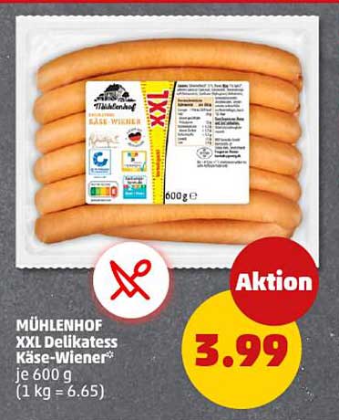MÜHLENHOF XXL Delikates Käse-Wiener* je 600 g