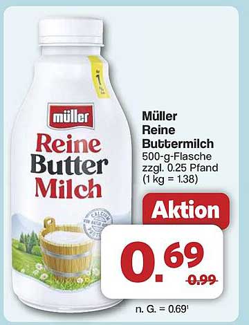 Müller Reine Buttermilch 500-g-Flasche