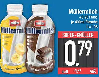Müllermilch (Schoko- und Bananengeschmack) - 400ml Flasche
