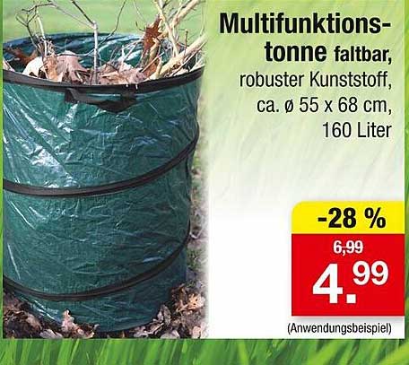 Multifunktionstonne faltbar, robuster Kunststoff, ca. Ø 55 x 68 cm, 160 Liter