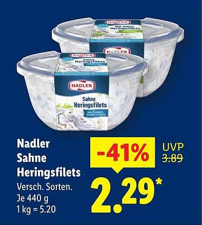 Nadler Sahne Heringsfilets 440 g - 41% Rabatt