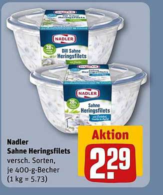 Nadler Sahne Heringsfilets versch. Sorten, je 400-g-Becher