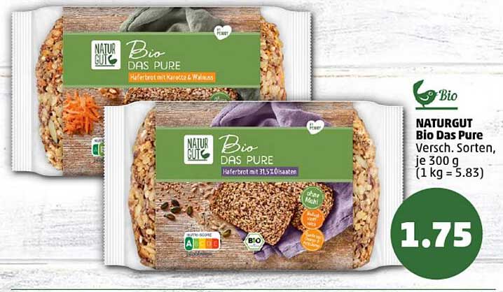 NATURGUT Bio Das Pure - Haferbrot mit Karotte & Walnuss und anderen Sorten