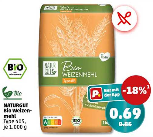 NATURGUT Bio Weizenmehl Type 405 – 1 kg