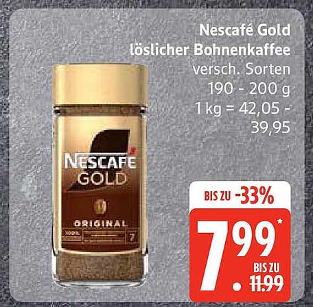 Nescafé Gold löslicher Bohnenkaffee 190 - 200 g
