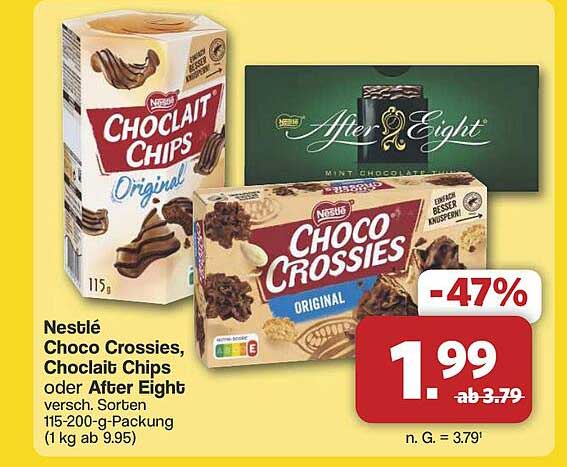 Nestlé Choco Crossies, Choclit Chips oder After Eight