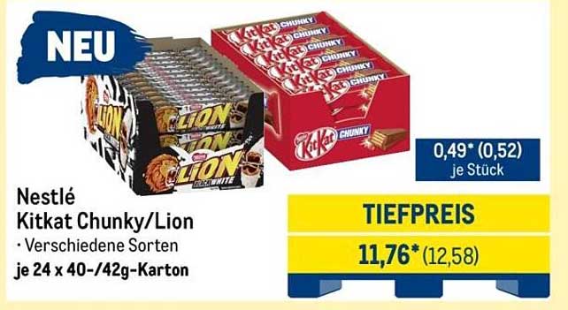 Nestlé Kitkat Chunky/Lion - Verschiedene Sorten