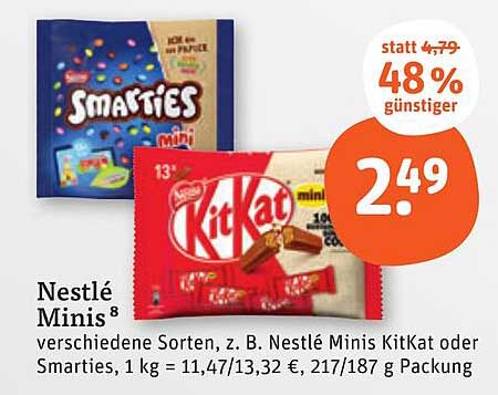 Nestlé Minis - verschiedene Sorten, z. B. KitKat oder Smarties
