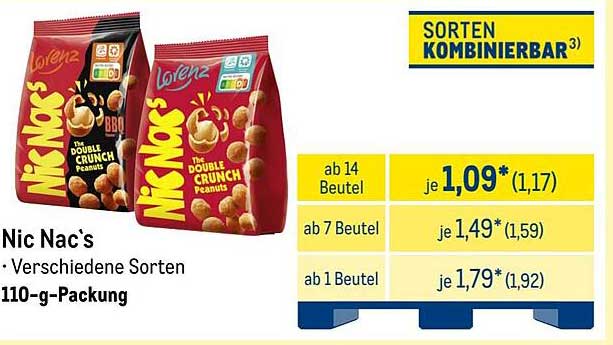 Nic Nac's - Verschiedene Sorten 110-g-Packung