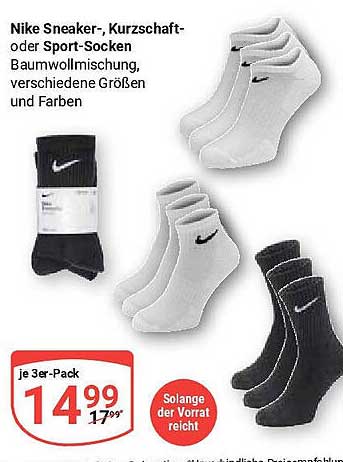Nike Sneaker-, Kurzschaft- oder Sport-Socken im 3er-Pack