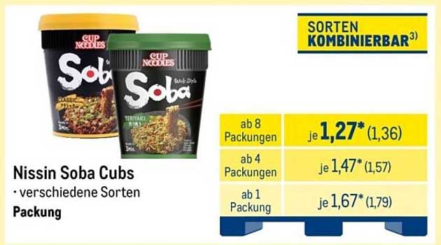 Nissin Soba Cubs – verschiedene Sorten