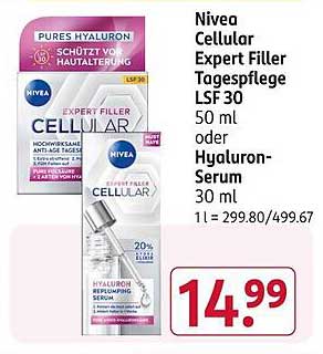 Nivea Cellular Expert Filler Tagespflege LSF 30 50 ml oder Hyaluron-Serum 30 ml
