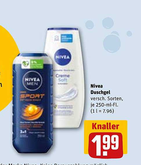 Nivea Duschgel - verschiedene Sorten, je 250-ml-Fl.