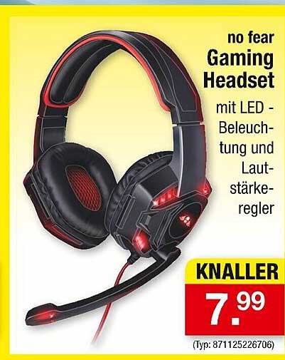 no fear Gaming Headset mit LED - Beleuchtung und Lautstärkeregler