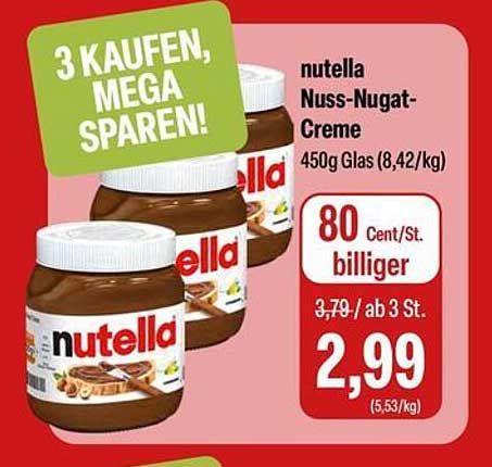 nutella Nuss-Nugat-Creme 450g Glas (8,42/kg)