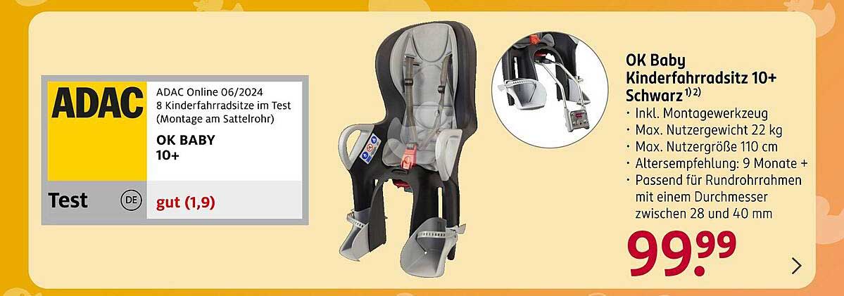 OK Baby Kinderfahrradsitz 10+ Schwarz