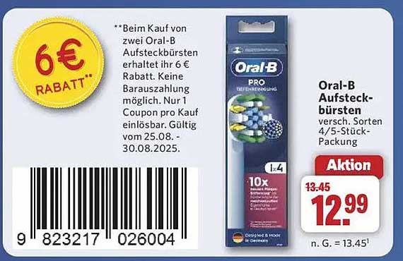 Oral-B Aufsteckbürsten 4/5 Stück-Packung