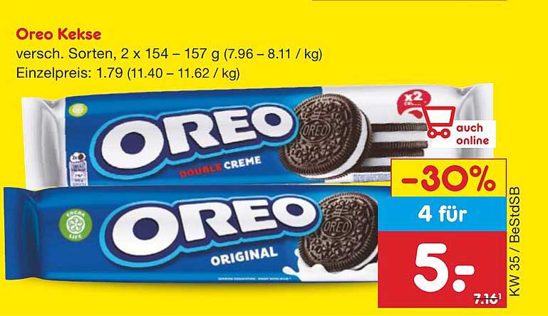Oreo Kekse 2 x 154 g - Verschiedene Sorten