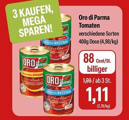 Oro di Parma Tomaten verschiedene Sorten 400g Dose (4,98€/kg)