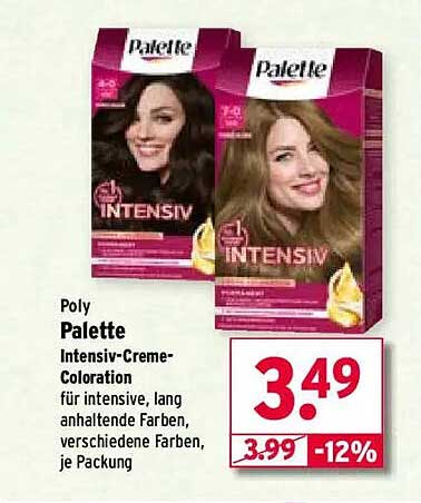 Palette Intensiv-Creme-Coloration für intensive, lang anhaltende Farben