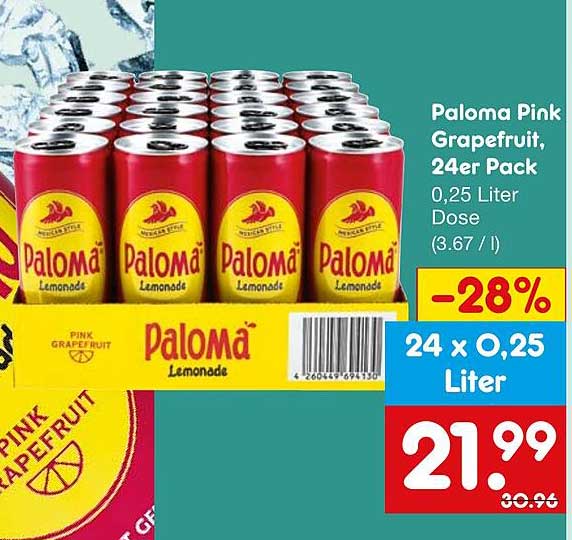 Paloma Pink Grapefruit, 24er Pack, 0,25 Liter Dose