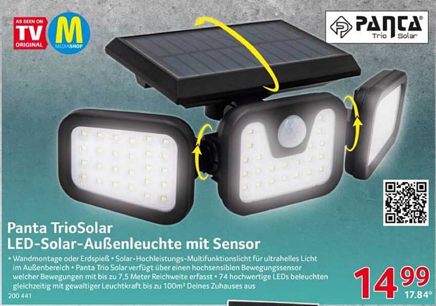 Panta TrioSolar LED-Solar-Außenleuchte mit Sensor