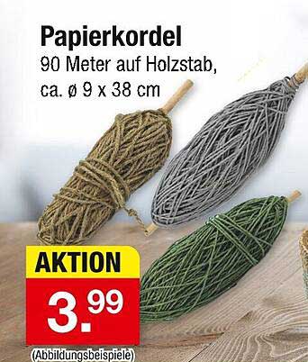 Papierkordel 90 Meter auf Holzstab, ca. Ø 9 x 38 cm