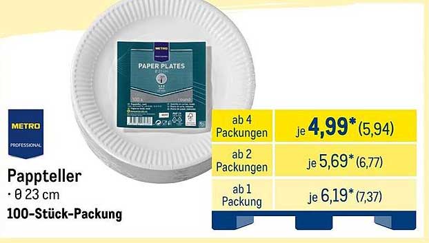 Pappteller Ø 23 cm - 100-Stück-Packung