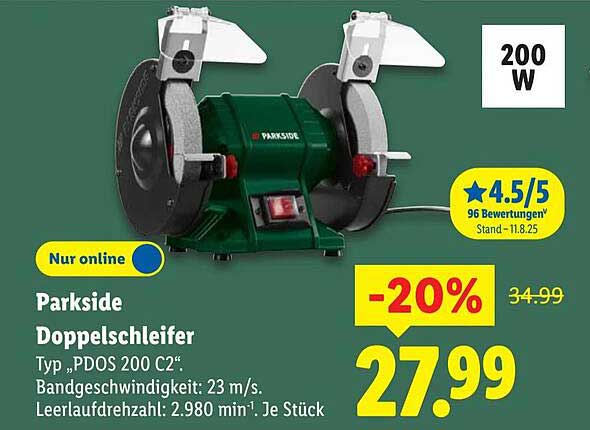 Parkside Doppelschleifer Typ „PDOS 200 C2“ – 20% Rabatt!