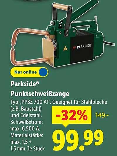 Parkside® Punktschweißzange Typ „PPSZ 700 A1“