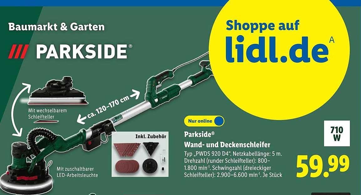 Parkside® Wand- und Deckenschleifer Typ PWDS 920 D4
