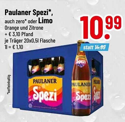 Paulaner Spezi* auch zero* oder Limo Orange und Zitrone