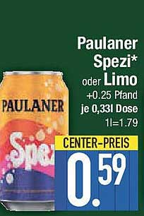 Paulaner Spezi* oder Limo 0,33 l Dose