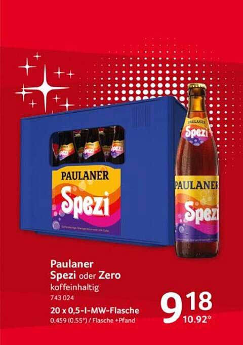 Paulaner Spezi oder Zero 20 x 0,5 l-MW-Flasche