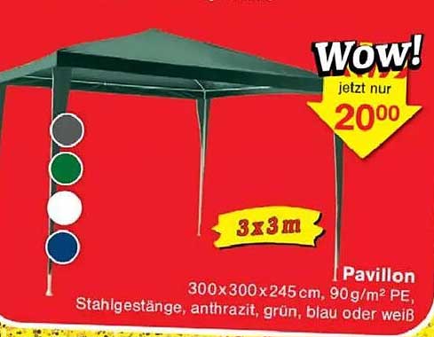 Pavillon 3x3m in verschiedenen Farben