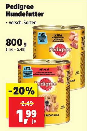 Pedigree Hundefutter 800 g - verschiedene Sorten