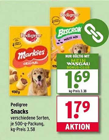 Pedigree Snacks - verschiedene Sorten, je 500-g-Packung